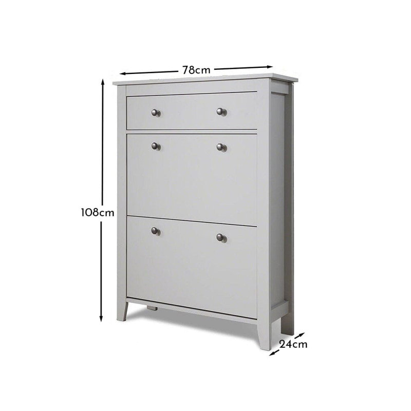 Wooden 12 Pair Flip Down Shoe Storage, Grey
