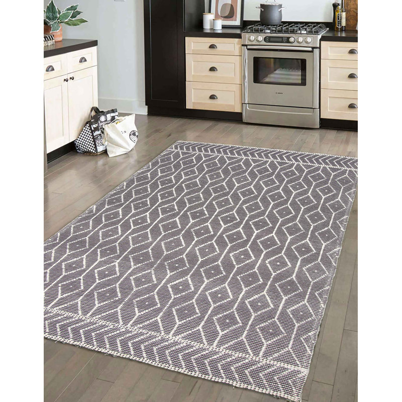 Deleah One-of-a-Kind Rectangle 6'0" X 9'0" New Age Wool Area Rug Grey