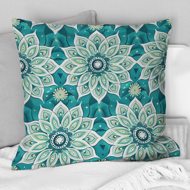 Coussin Blue Boho Florals II - Boho, H 16 po x l 16 po