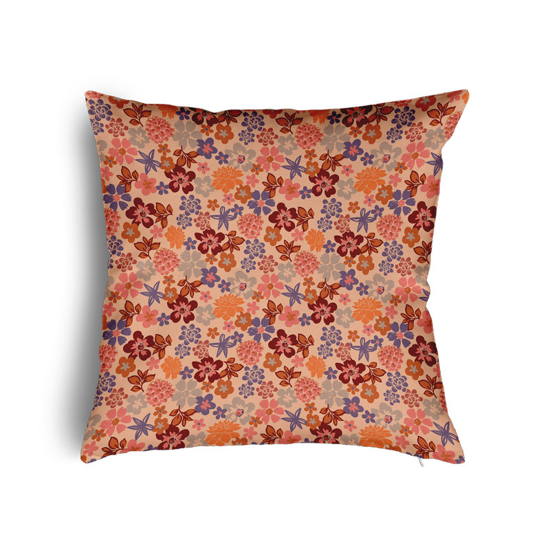  Polyester Square Pillow Cover & Insert, 18" x 18", Peach