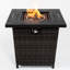 Table de feu 28 po, brun noir, composants en acier, alimenté au propane / alimenté, table de chauffage carrée à sortie de chaleur de 4 400 BTU 28 po, couvercle, alimenté