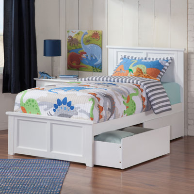 Amear Solid Wood Storage Platform Bed with Under Bed Drawers
