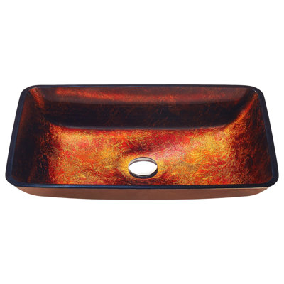 ANZZI 14.6 " Glass Rectangular Bathroom Sink