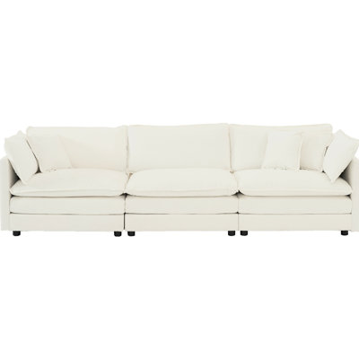 Modern 3 Piece White : 1+1+3 Seats, Chenille Fabric, Wood Construction Living Room 3 , - Breathable Materials, Frame For Durability