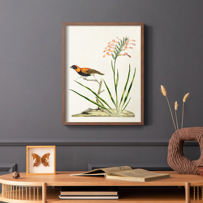 Bird in Habitat III, reproduction encadrée - bois massif, Brun, H 28 po x l 22 po