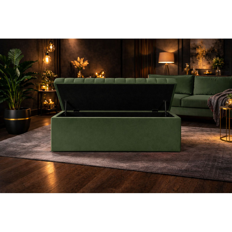 Royal Velvet Storage Ottoman Box with Hinged Lid | Lined Upholstered End of Bed Storage Bench | Soft  Close Storage Seat | Made in UK