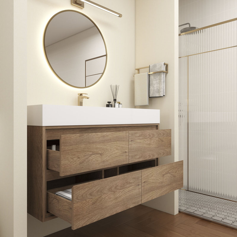Base de meuble-lavabo 48 po Victoria, Chêne et teck