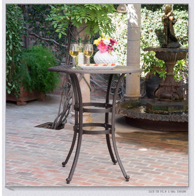 Table de bar élégante en fonte d'aluminium avec motif en treillis et finition résistante à la rouille pour l'extérieur