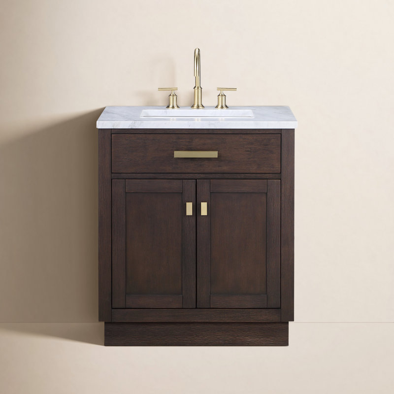 Breshey Single Bathroom Vanity, Brown Oak, 30"W x 21.6"D x 34.2"H