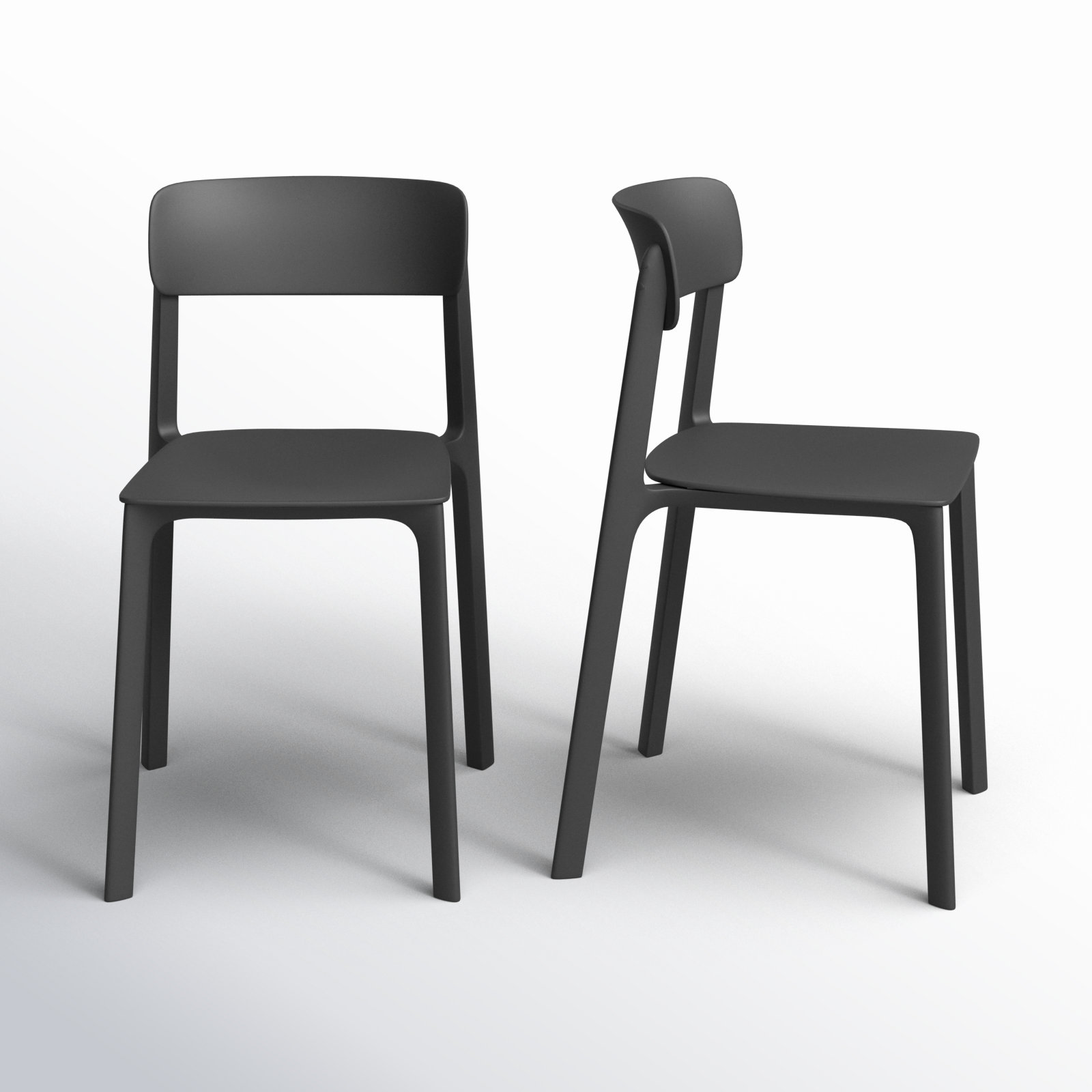 Vowa Stacking Patio Dining Side Chair, Black