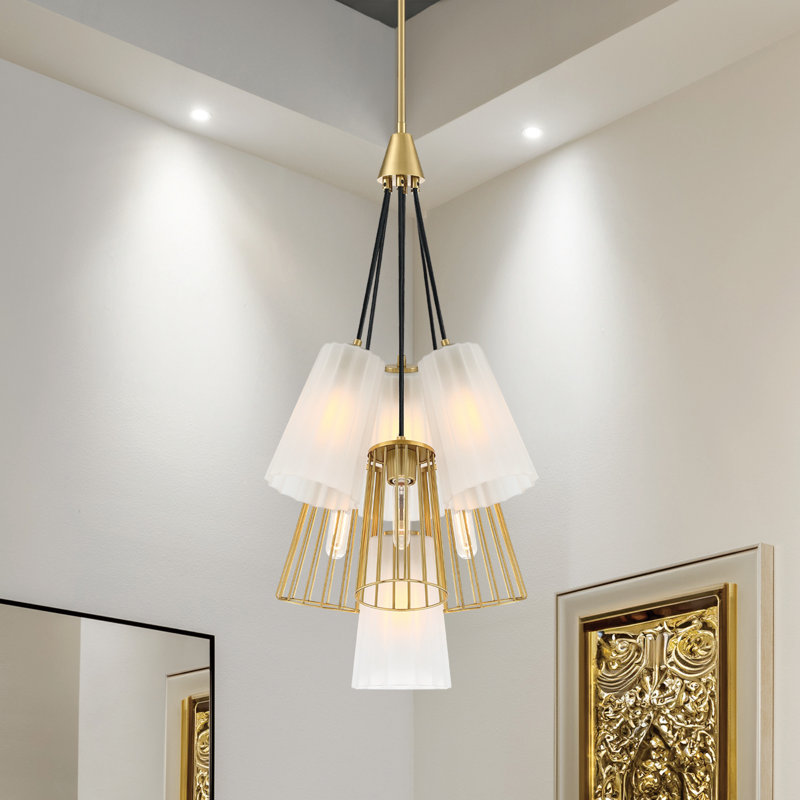 Jarmell - Light Steel Dimmable Tiered Chandelier, 37.5" H x 18" W x 18" D, 7