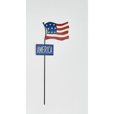 18" Metal Americana Flag Garden Stake