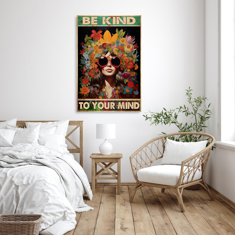 Linarez Flowers Be Kind To Your Mind 1 sur impression sur toile, H 20 po x l 16 po x P 1,25 po