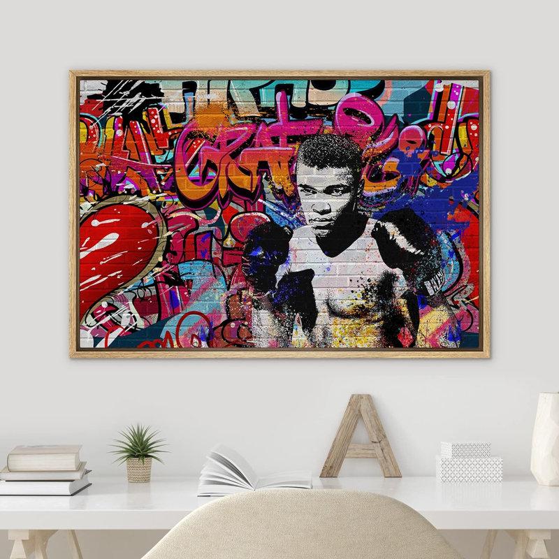 Vaporisateur de peinture, activiste, boxeur, graffiti et célébrités de la rue, art moderne urbain coloré sur toile
