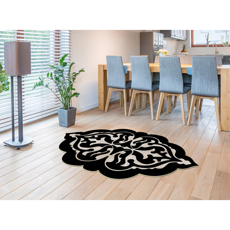 Premium Area Rug 4 x 6 Feet, 100% Polyester, Black & White | Non-Slip Underside with Leather Sole, 0.16 in Sponge Height | Antibacterial, Anti-Allergic, Machine Washable at 86°F | Easy to Clean, Stylish Digital Print