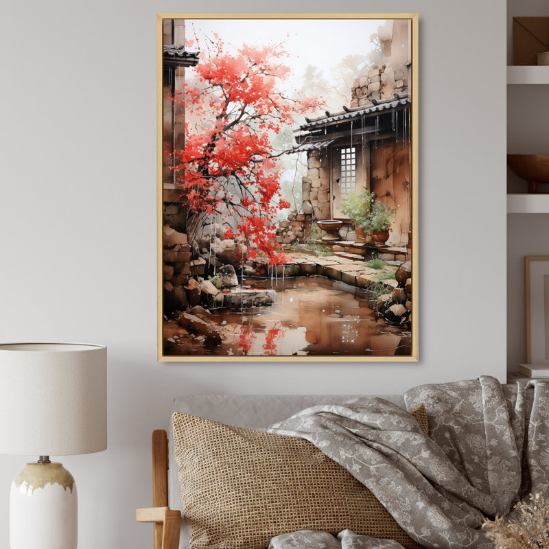 Art japonais, «Wabi-sabi Beauty II», reproduction d'art encadrée, H 32 po x l 16 po x P 1 po, Cadre naturel flottant
