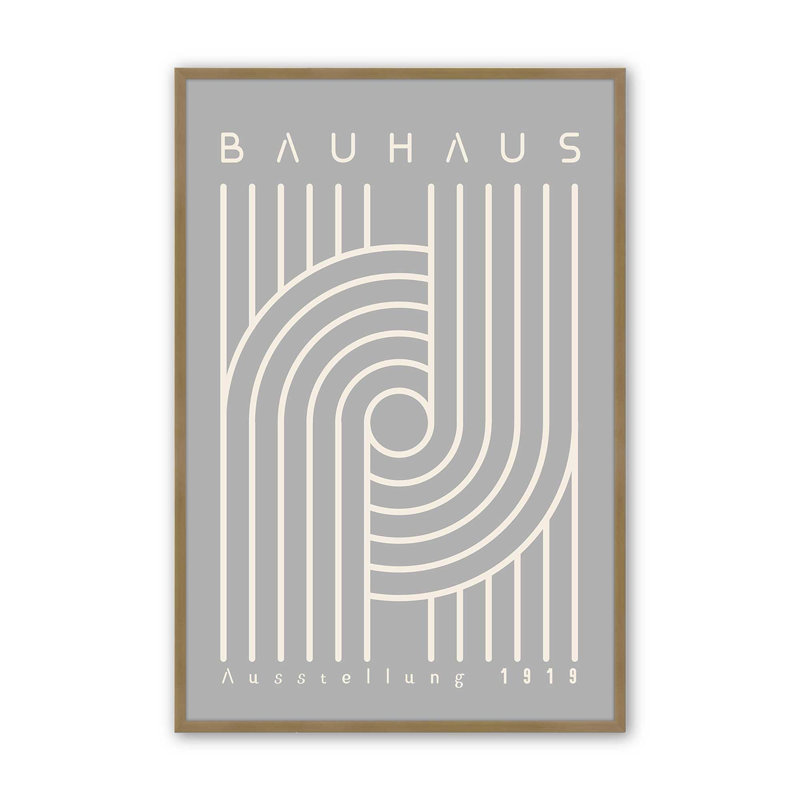 Bauhaus 1919, reproduction linéaire harmonisée, H 11,25 po x l 9,25 po x P 1,25 po, Papier avec cadre doré brossé