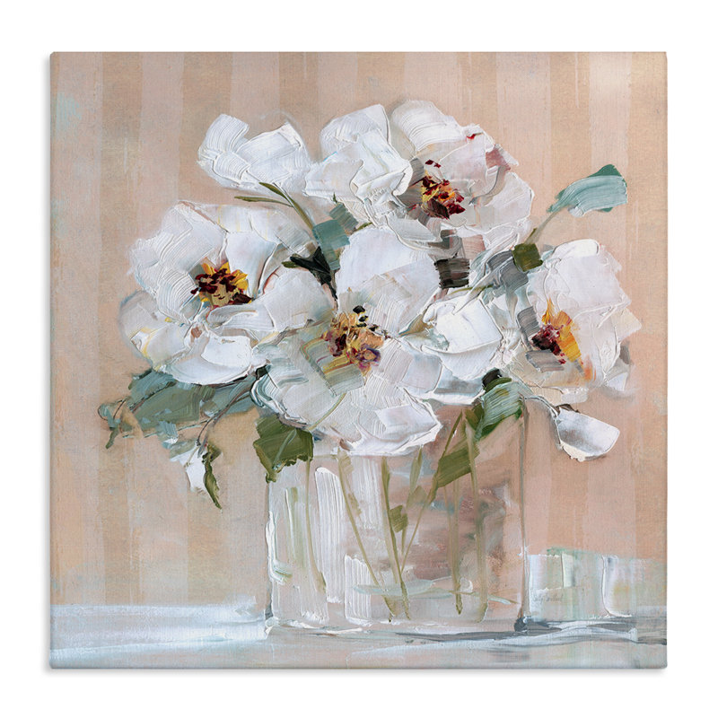«White Florals on Pink» par Sally Swatland, H 17 po x l 17 po