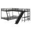 L-Shaped Bunk Bed With Loft Bed,Built-In Desk And Slide