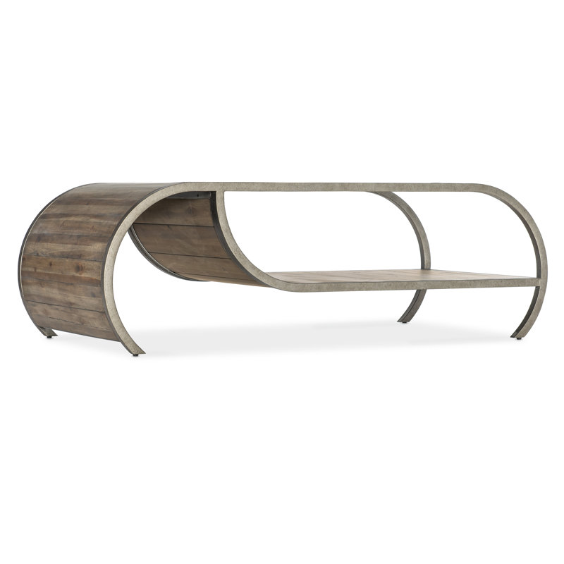 Rustic Brown Wood and Metal Open Ended Cocktail Table