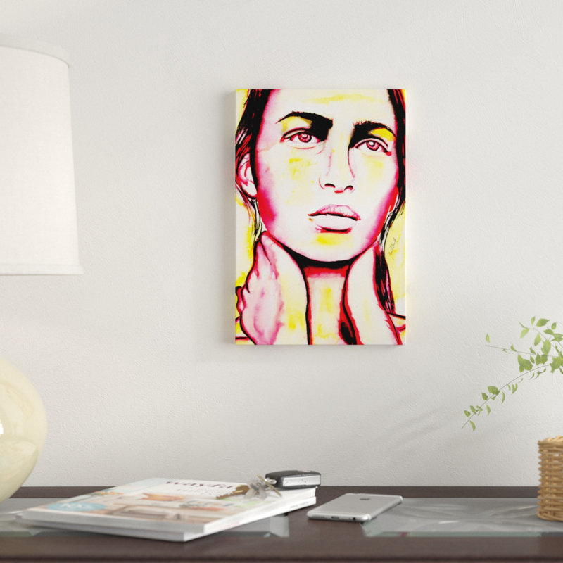 « triste fille », reproduction d’impression sur toile tendue, H 18 po x l 12 po x P 1,5 po, Toile tendue, Pas de tapis