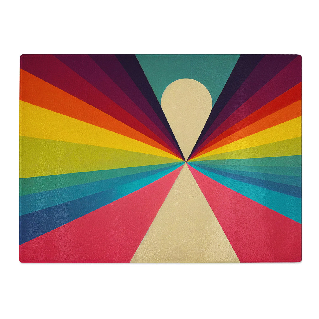 Rainbow Art Deco Abstract  Glass Chopping Board