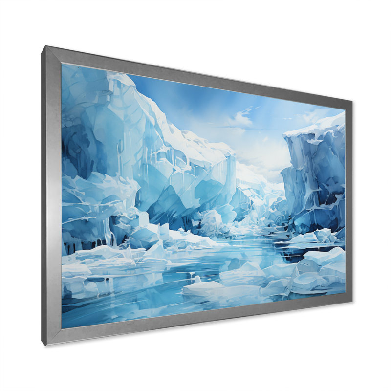 Glaciers translucides Bartola Antartica, Cadre photo argenté, H 30 po x l 40 po x P 1,5 po