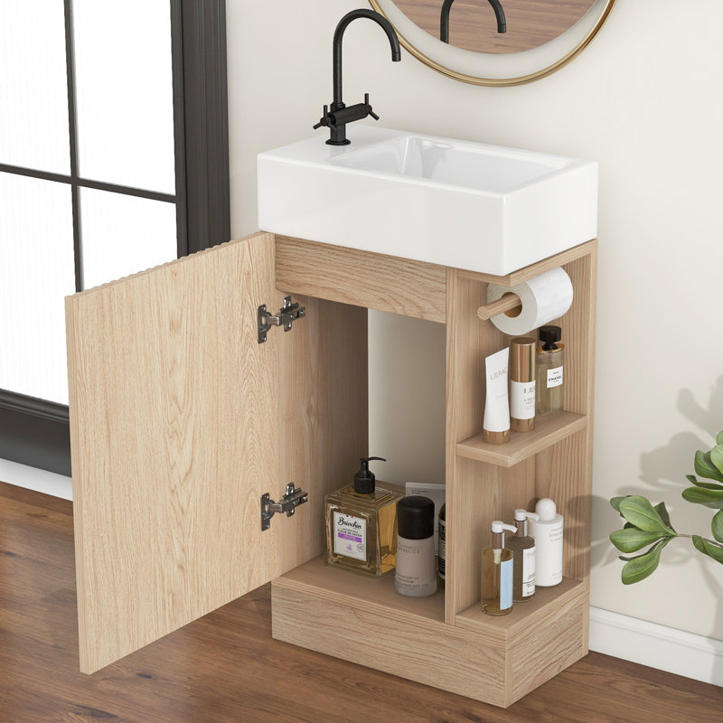 Ensemble de meuble-lavabo simple 19 po Abhijith, Brun