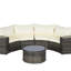 Ensemble de canapé modulaire d'extérieur demi-lune 7 pièces avec table basse ronde en verre trempé-662689276