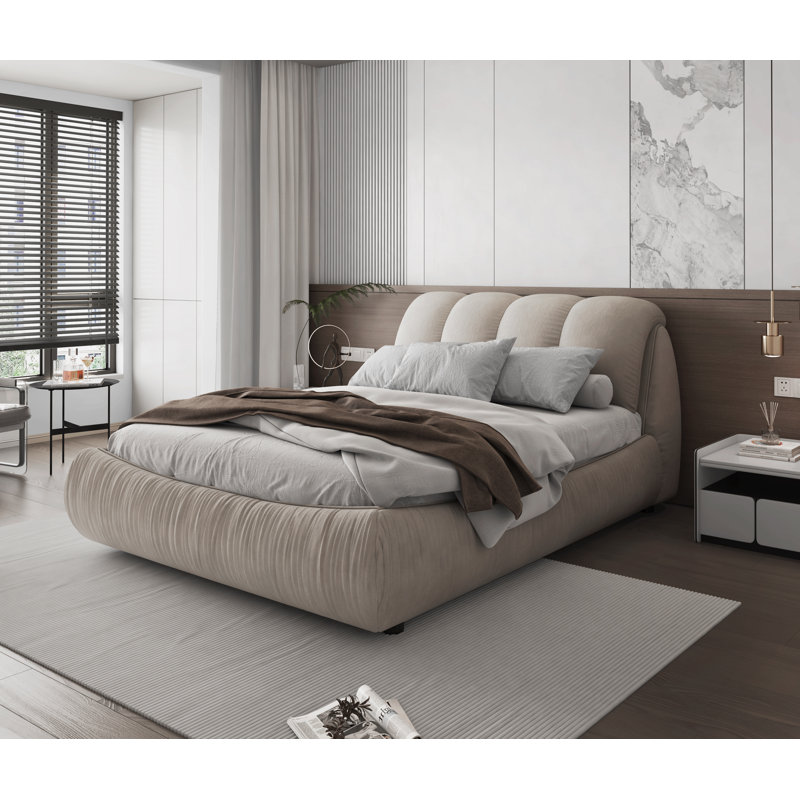Lit-bateau tapissier Henness, Grand, Beige