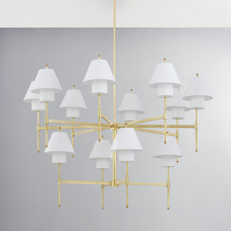 GLENMOORE 12 LIGHT CHANDELIER, Aged Brass
