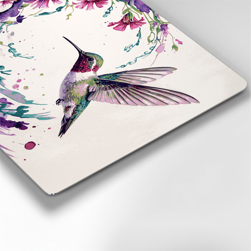 Art mural en métal, oiseaux, rubis à gorge rubis, H 96 po x l 120 po x P 0,05 po