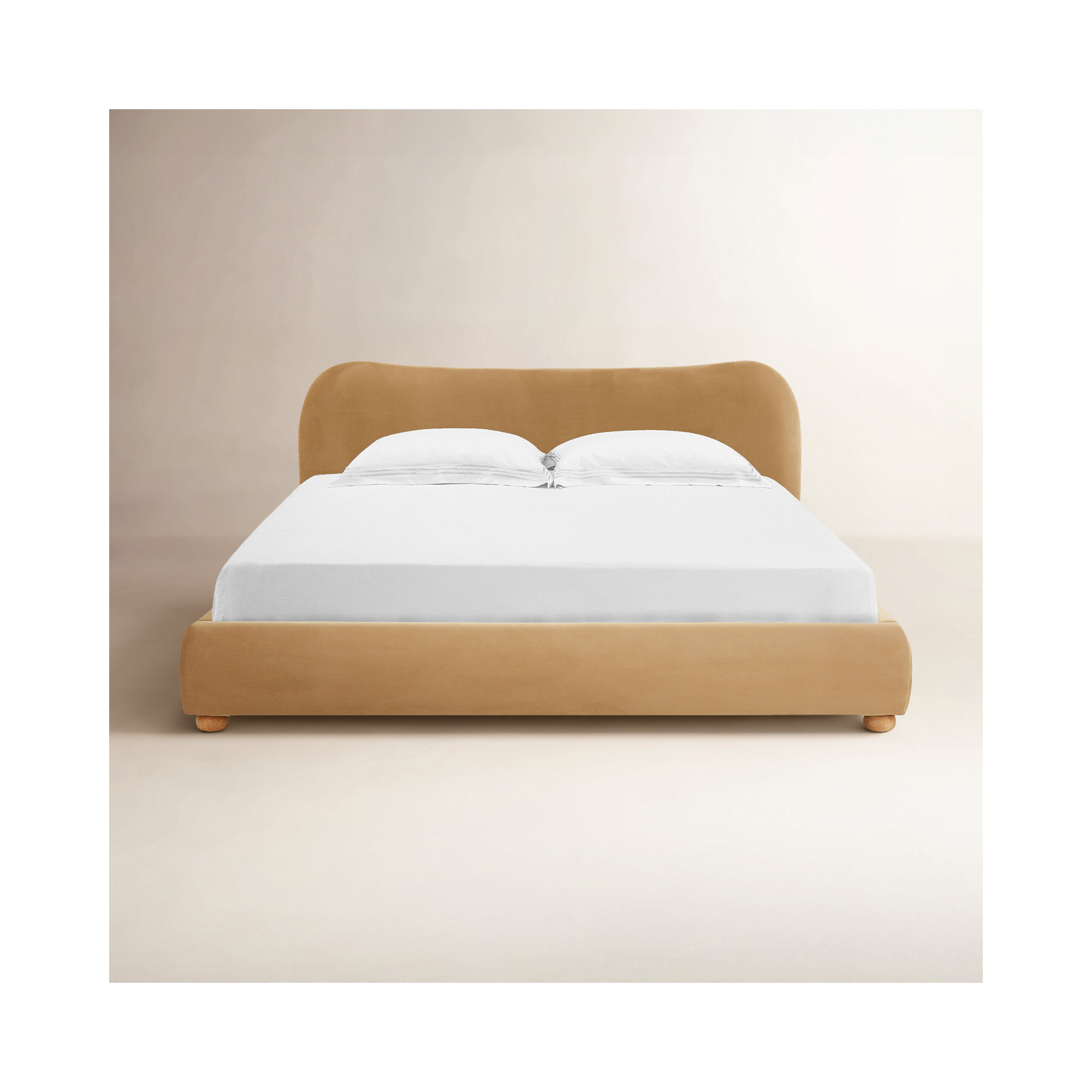 Liza Upholstered Bed, King, Light Brown Velvet
