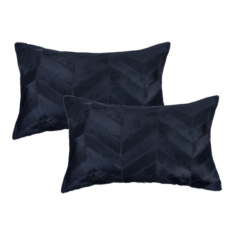 Rectangular Leather Pillow Cover and Insert, Black