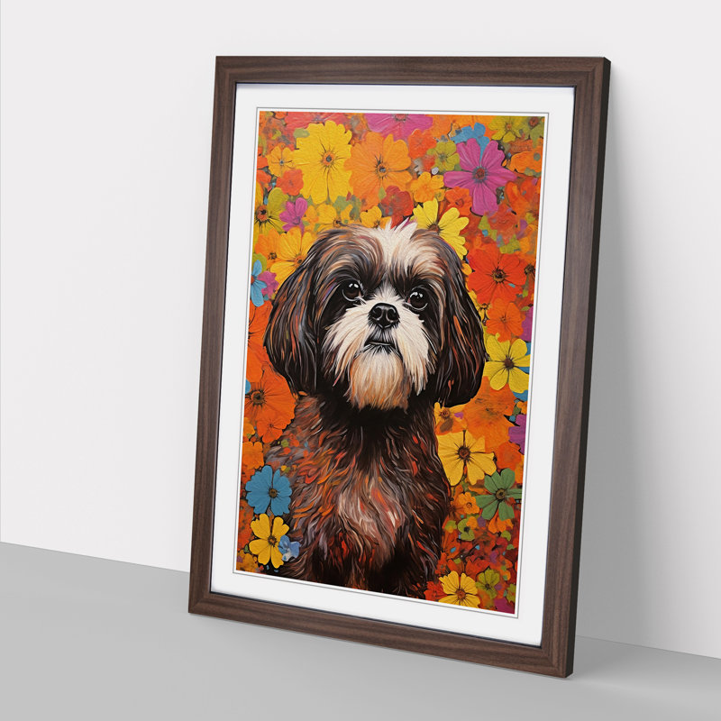 Shih Tzu Colour Field - Framed Print, Walnut, 64cm H x 46cm W x 2cm D