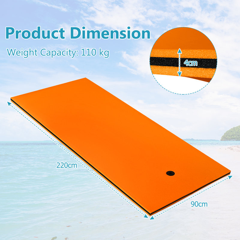 Floating Water Mat Pool Roll-up Floating Mattress W/ Rolling Pillow