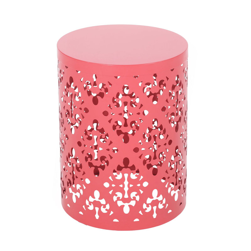 Outdoor Metal End Table -Large, Coral