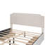 Lit plateforme tapissier grand format beige, 4 tiroirs, clouté, sans sommier pour sommier supplémentaire, chambre élégante