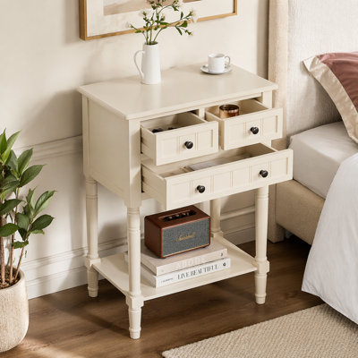 Console étroite, canapé mince avec trois tiroirs de rangement et tablette inférieure