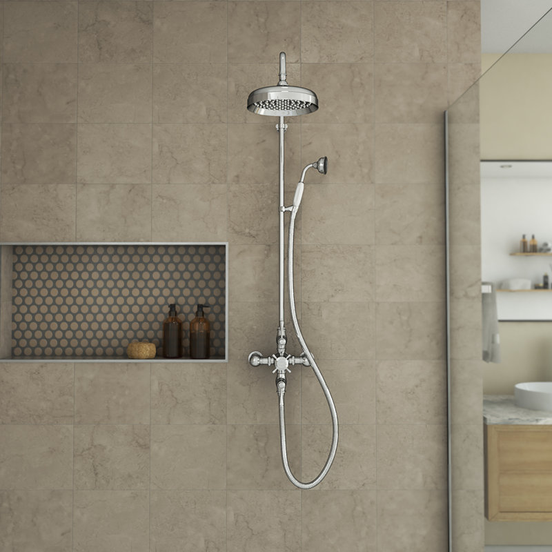 Abbey Thermostatic Rain Fall Shower Faucet Set with Hand Shower (Valve Included), Chrome