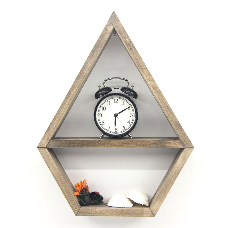 2 Piece Triangle Solid Wood Floating Shelf