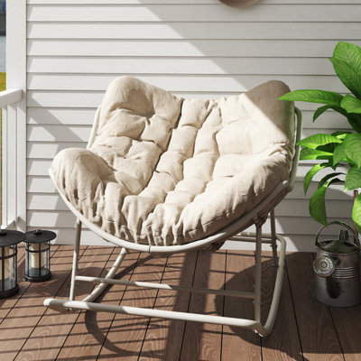 Outdoor Steel Rocking Chair With Cushion by Bayou Breeze