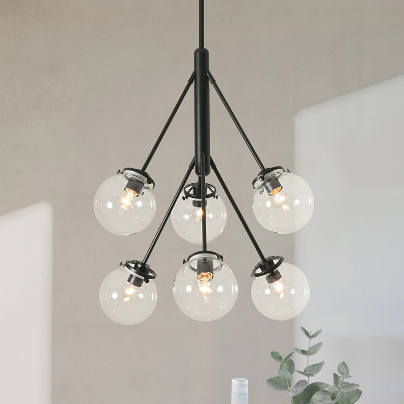 Luminaire suspendu lustre en verre 6 lumières