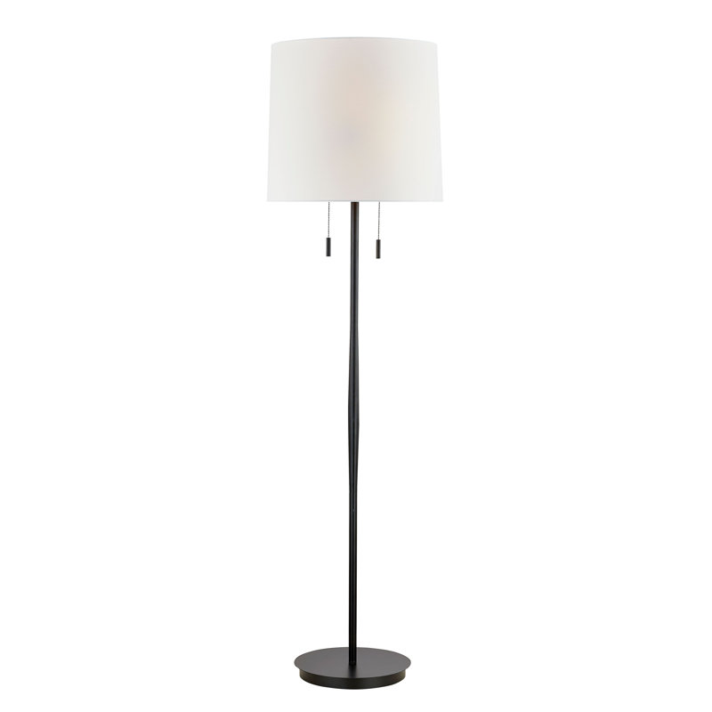 Morris 69" Metal Floor Lamp with Fabric Shade, Black