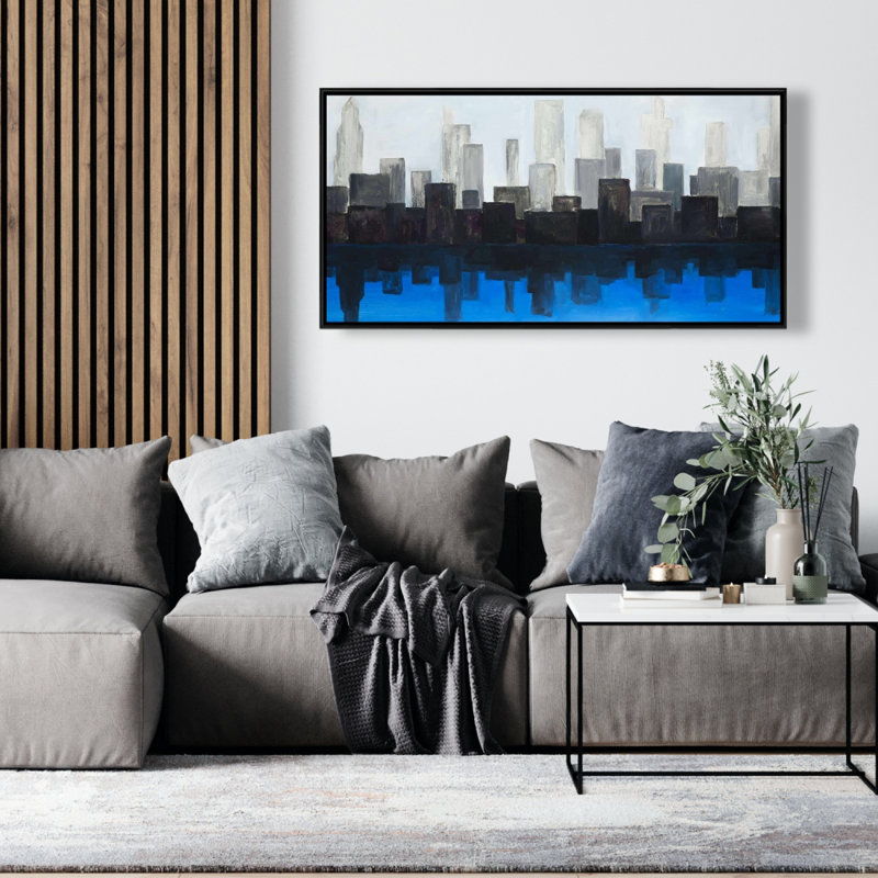 Blue city - 24"x48" Framed canvas