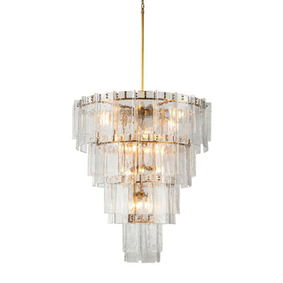 Glaciera Ice Aged Brass Tiered Chandelier