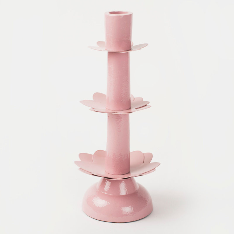 Mela Artisans Lotus Bloom Tapered Pink Candleholder, Pink