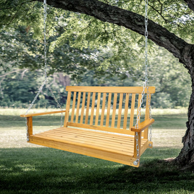 Balancelle en bois massif avec suspension fiable. Pour le patio extérieur, le jardin, la cour, le porche, la cour, etc. Assemblage facile, porche avec limite de poids de 800 lb, fabriqué en bois. Pour les zones. Convient à l'assemblage,