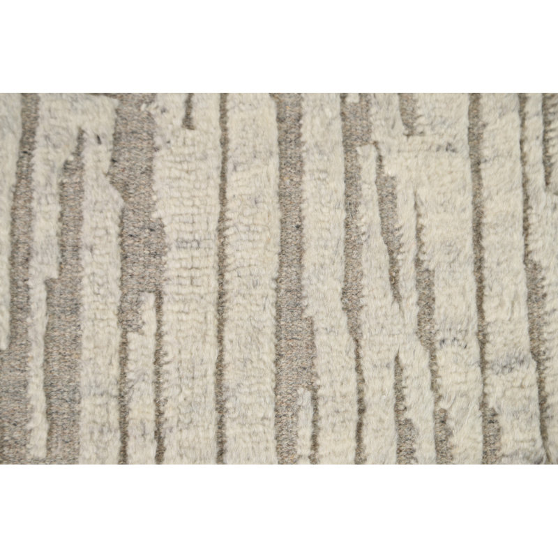 Tapis unique en laine noué à la main gris clair / gris nouvel âge 2 pi x 3 pi