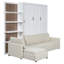 Grand lit escamotable mural avec canapé, tablettes de rangement, lit pliant peu encombrant, blanc-1067031458